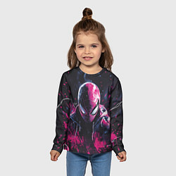 Лонгслив детский Человек-паук и розовая краска, цвет: 3D-принт — фото 2