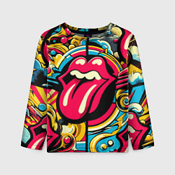 Детский лонгслив Rolling Stones logo - pop art pattern