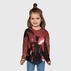 Лонгслив детский Бэтмен красный ночной город, цвет: 3D-принт — фото 2
