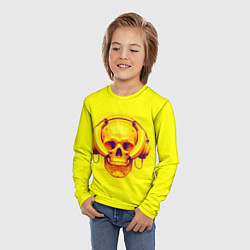 Лонгслив детский Yellow bananas skull - cyberpunk, цвет: 3D-принт — фото 2