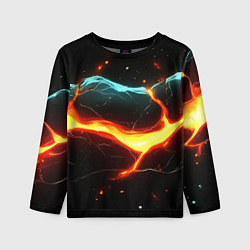 Лонгслив детский Лава в черной текстуре, цвет: 3D-принт