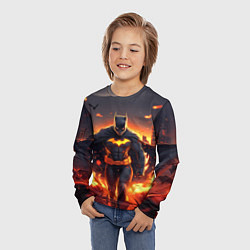 Лонгслив детский Бэтмен - летучие мыши и огонь, цвет: 3D-принт — фото 2