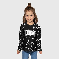 Лонгслив детский Doom белые краски всплеск, цвет: 3D-принт — фото 2