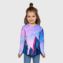Лонгслив детский Абстракция с небоскребами, цвет: 3D-принт — фото 2