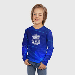 Лонгслив детский Liverpool blue poly, цвет: 3D-принт — фото 2
