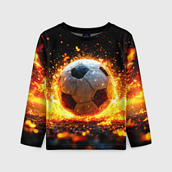 Лонгслив детский Футбольный мяч в огне, цвет: 3D-принт