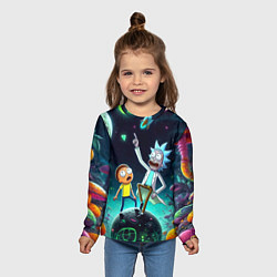 Лонгслив детский Рик и Морти на планете сказочных грибов, цвет: 3D-принт — фото 2