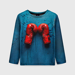 Лонгслив детский Бойцовские перчатки на синем, цвет: 3D-принт