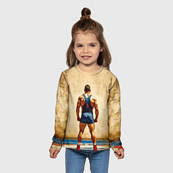 Лонгслив детский Греко-римский борец на бежевом, цвет: 3D-принт — фото 2