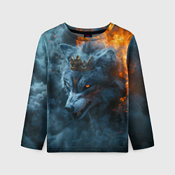 Лонгслив детский Волк в короне в огне, цвет: 3D-принт