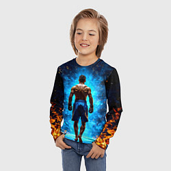 Лонгслив детский Кикбоксер в огне, цвет: 3D-принт — фото 2