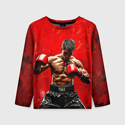 Лонгслив детский Кикбоксер в красном, цвет: 3D-принт