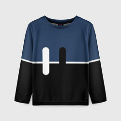Лонгслив детский Простая абстракция сине-чёрный с белым, цвет: 3D-принт