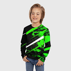 Лонгслив детский Color black and green, цвет: 3D-принт — фото 2
