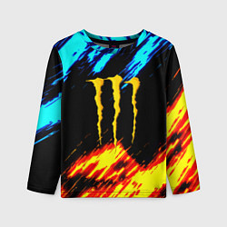 Детский лонгслив Monster energy текстура огненная