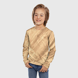Лонгслив детский Бежевая текстура каменная мрамор, цвет: 3D-принт — фото 2
