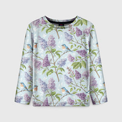 Лонгслив детский Птицы и сирень, цвет: 3D-принт