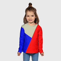 Лонгслив детский Серо-сине-красный трёхцветный, цвет: 3D-принт — фото 2