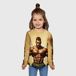 Лонгслив детский Бодибилдер на бежевом, цвет: 3D-принт — фото 2