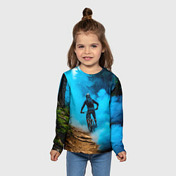 Лонгслив детский Горный велосипед и синий туман, цвет: 3D-принт — фото 2