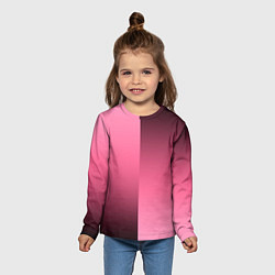 Лонгслив детский Розовый с затемнением градиент пополам, цвет: 3D-принт — фото 2