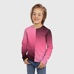 Лонгслив детский Розовый с затемнением градиент пополам, цвет: 3D-принт — фото 2