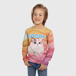 Лонгслив детский Inzoi кошечка на блестящем фоне, цвет: 3D-принт — фото 2