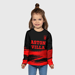 Лонгслив детский Aston Villa - red gradient посередине, цвет: 3D-принт — фото 2