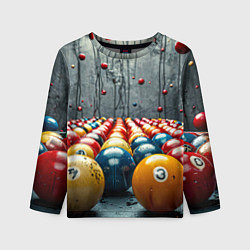 Лонгслив детский Бильярдные шары на сером, цвет: 3D-принт