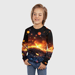 Лонгслив детский Оранжевое боке на черном, цвет: 3D-принт — фото 2