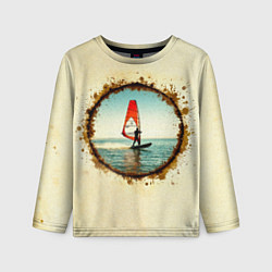 Лонгслив детский Виндсерфер на бежевом, цвет: 3D-принт