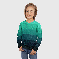 Лонгслив детский Бирюзовый градиент полосами, цвет: 3D-принт — фото 2