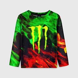 Лонгслив детский Monster energy огонь лого, цвет: 3D-принт
