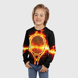 Лонгслив детский Теннисная ракетка в огне, цвет: 3D-принт — фото 2