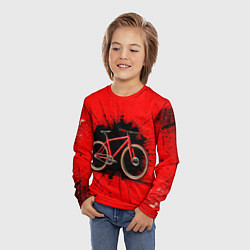 Лонгслив детский Трековый велосипед на красном, цвет: 3D-принт — фото 2