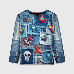 Детский лонгслив Пиксельный космос