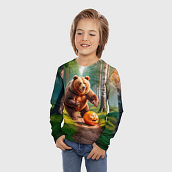 Лонгслив детский Колобок и медведь, цвет: 3D-принт — фото 2