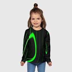 Лонгслив детский Color green light green black, цвет: 3D-принт — фото 2