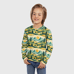 Лонгслив детский Горные пейзажи ретро стиль, цвет: 3D-принт — фото 2