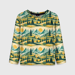 Детский лонгслив Горные пейзажи ретро стиль