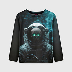 Лонгслив детский Череп космонавта со светящимся глазами, цвет: 3D-принт