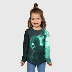 Лонгслив детский Скелет космонавта в дыму, цвет: 3D-принт — фото 2