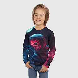 Лонгслив детский Хоррор скелет в космосе, цвет: 3D-принт — фото 2