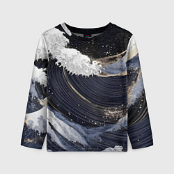 Детский лонгслив Волны моря с блестками