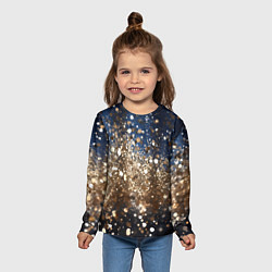 Лонгслив детский Золотые блестки на черно-синем фоне, цвет: 3D-принт — фото 2