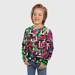 Лонгслив детский Зелёно-розовый геометричные фигуры, цвет: 3D-принт — фото 2