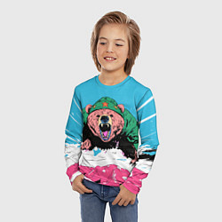 Лонгслив детский Хищный русский медведь, цвет: 3D-принт — фото 2