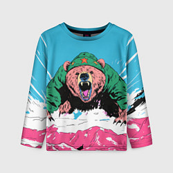Лонгслив детский Хищный русский медведь, цвет: 3D-принт