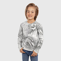 Лонгслив детский Черепа лошадей - эскиз, цвет: 3D-принт — фото 2