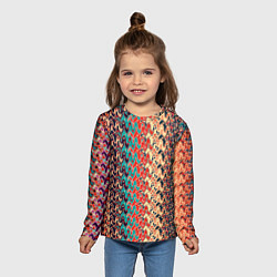 Лонгслив детский Красно-синий искажённые полосы узор, цвет: 3D-принт — фото 2